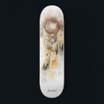 Skateboard *~* Dream Catcher Sacred Boho Tribal Shamanic<br><div class="desc">* Western BOHO American Watercolor Abstrait Dream Catcher Journey with nice Feathers as a Shamanic symbole for a Native American Spiritual Healer or BOHEMIAM design. * * *** Les couleurs sont principalement des EGGPLANTS DOUX ET PEACH sur BLANC. Ce design ésotérique populaire boho créatif abstrait attrapeur de rêve moderne et...</div>
