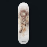 Skateboard *~* Dream Catcher. Shaman sacré<br><div class="desc">* Western BOHO American Watercolor Abstrait Dream Catcher Journey with nice Feathers as a Shamanic symbole for a Native American Spiritual Healer or BOHEMIAM design. * . *** Les couleurs sont pourpre et gris aubergine. Ce design ésotérique populaire boho créatif abstrait attrapeur de rêve moderne et de plumes sera très...</div>