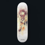 Skateboard *~* Dream Catcher Shaman Sacred Tribal Shamanic<br><div class="desc">* Western BOHO American Watercolor Abstrait Dream Catcher Journey with nice Feathers as a Shamanic symbole for a Native American Spiritual Healer or BOHEMIAM design. * . *** Les couleurs sont la tache rose ainsi que le pourpre et le gris de l'aubergine. Ce design ésotérique populaire boho créatif abstrait attrapeur...</div>