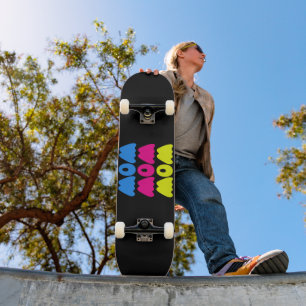 Skateboard Drôle coloré WOW dire simple rose bleu jaune