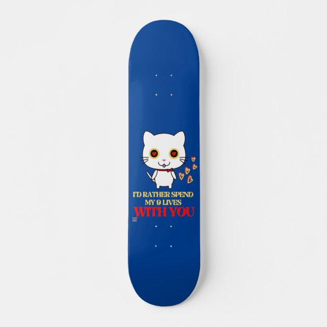 skateboard drôle "CUTE CAT" (Devant)