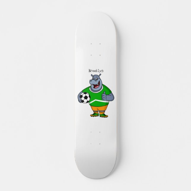 Skateboard Drôle de joueur de football hippo dessin humoristi (Devant)