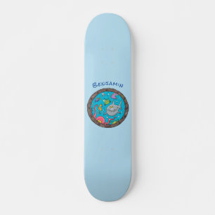 Skateboard Drôle des créatures marines sous l'eau dessin anim