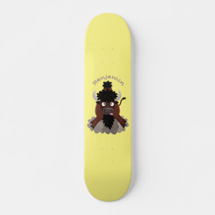 Skateboard Drôle dessin animé de bison de buffle