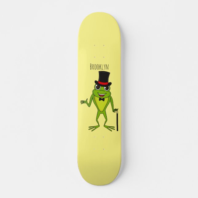 Skateboard Drôle grenouille avec chapeau dessus dessin animé (Devant)