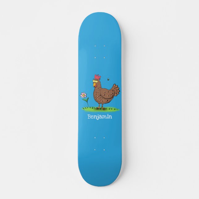 Skateboard Drôle poulet rustique whimsical dessin animé (Devant)