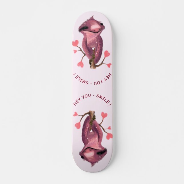 Skateboard Drôle romantique Sloth Smile Dessin animal  (Devant)