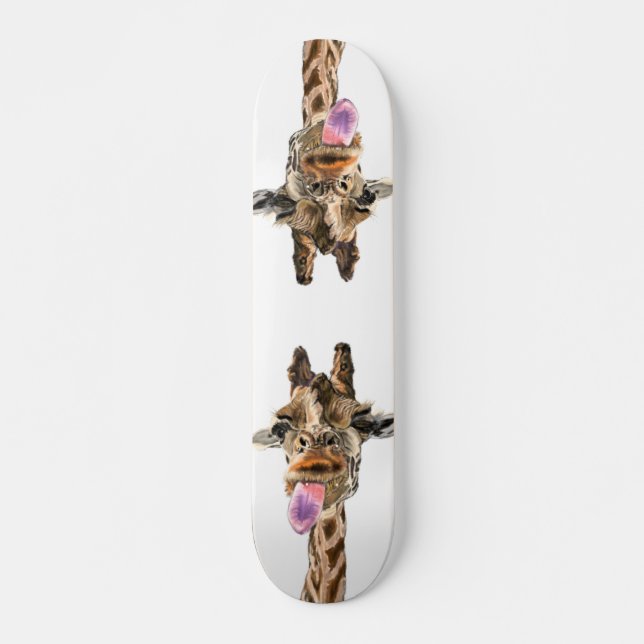 Skateboard Drôle Tongue Giraffe Out et Jouer Wink Cartoon  (Devant)