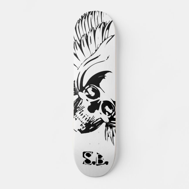 Skateboard du crâne à ailes graphiques. (Recto)