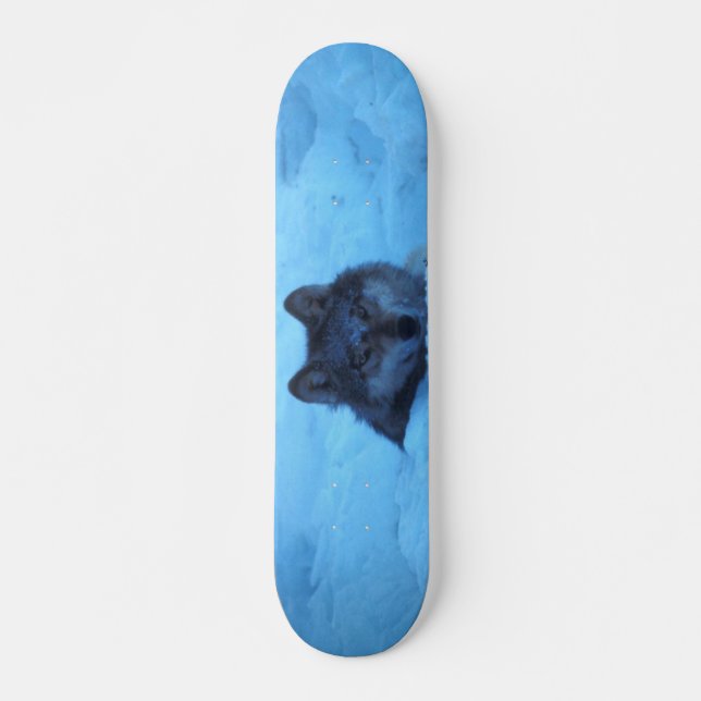 Skateboard du loup de bois de neige bleu (Devant)