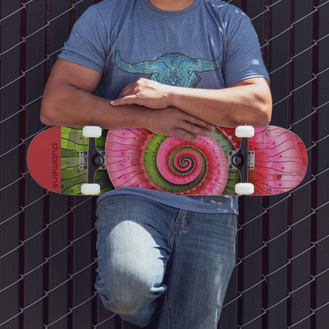 Skateboard Dubman Designs : Fibonacci rose et vert lumineux  (Extérieur 3)