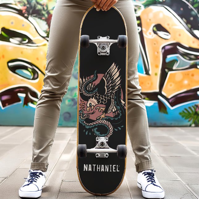 Skateboard Eagle Vs Snake Retro Style de tatouage Nom personn (Créateur téléchargé)