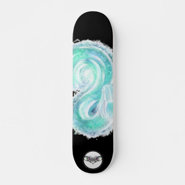 Skateboard Eau de serpent bleu turquoise éclat (Devant)