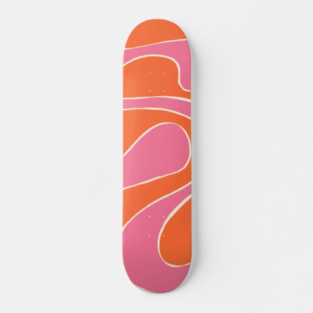 Skateboard Ebb et flux 2 en rose, orange et crème (Devant)