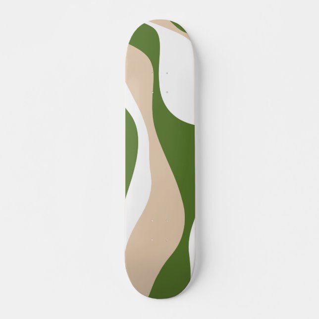 Skateboard Ebb et flux 4 - Blanc, Sable et Palm Green (Devant)