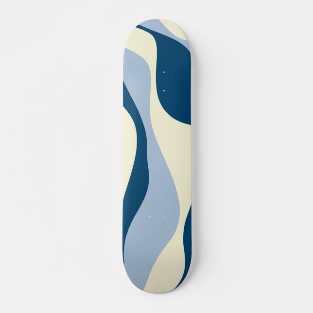 Skateboard Ebb et flux 4 - Bleu foncé, Bleu clair et Crème (Devant)