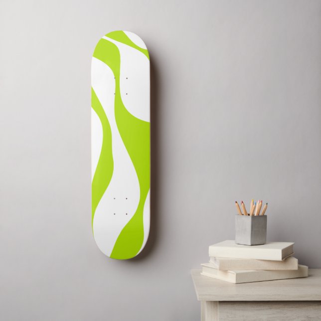 Skateboard Ebb et flux 4 en Lime vert et blanc (Art mural)