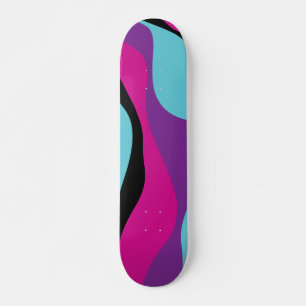 Skateboard Ebb et flux 4 - rose, pourpre, bleu et noir