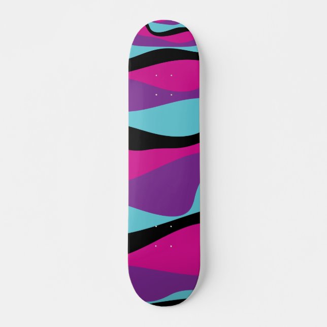 Skateboard Ebb et flux 4 - rose, pourpre, bleu et noir (Devant)
