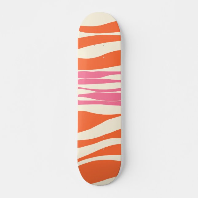 Skateboard Ebb et flux - rose, orange et crème (Devant)