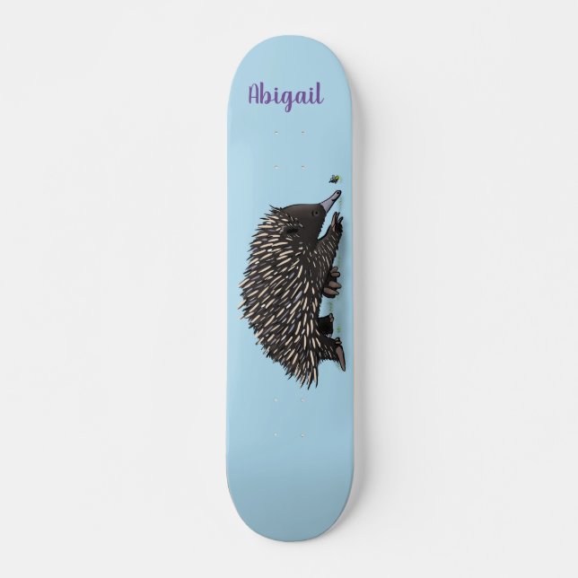 Skateboard Echidna mignonne avec dessin animé d'abeille (Devant)