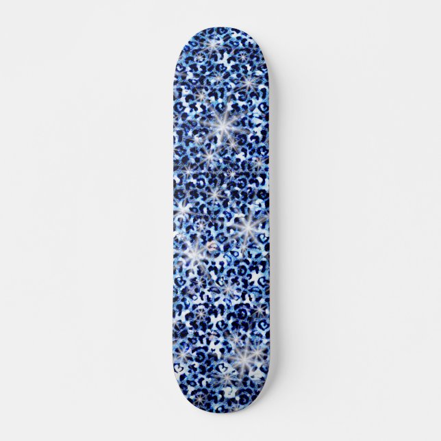 Skateboard Éclats de guépards bleus (Devant)