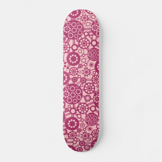 Skateboard Écosystème - Crimson sur rose pâle (Recto)
