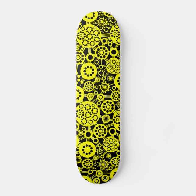 Skateboard Écosystème - Jaune sur Noir (Recto)