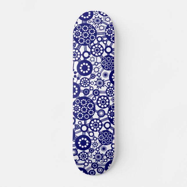Skateboard Écosystème - Marine profonde en blanc (Recto)