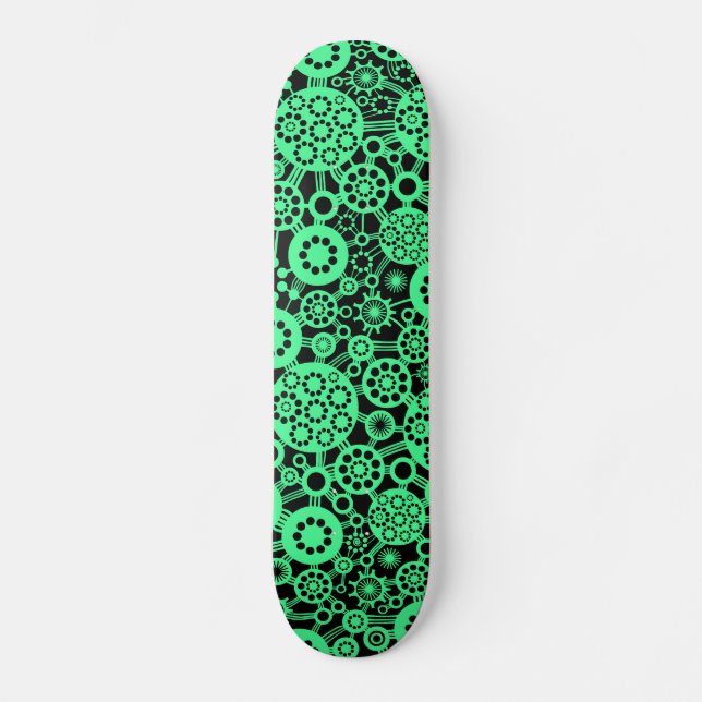 Skateboard Écosystème - Mint Green sur Noir (Recto)