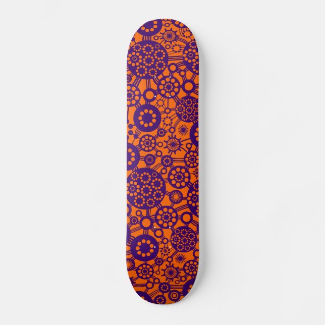 Skateboard Écosystème - Pourpre profond sur orange (Recto)