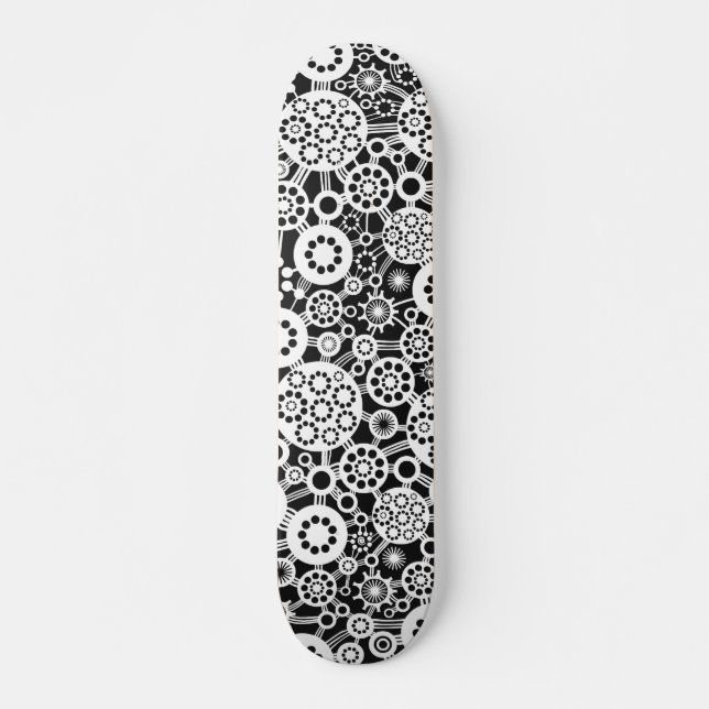 Skateboard Écosystème (Rétro) - Blanc sur Noir (Devant)