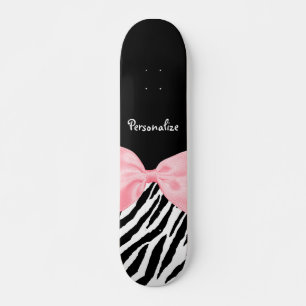 Skateboard Écran Zebra Imprimé Fille Doux Ruban rose clair