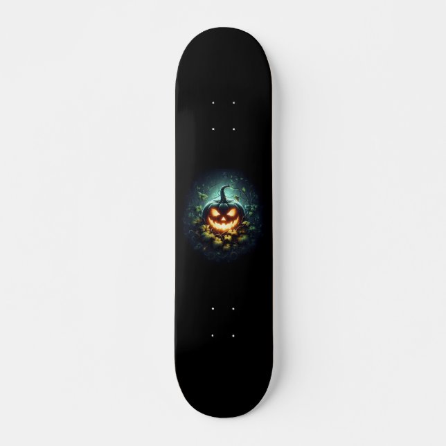 Skateboard Éffrayant nature brillant Halloween citrouille (Devant)