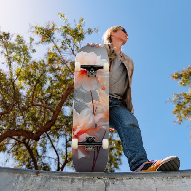 Skateboard Elegant Abstract Blush Flower Misty Flow (Extérieur 1)