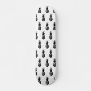 Skateboard Élégant ananas noir et blanc