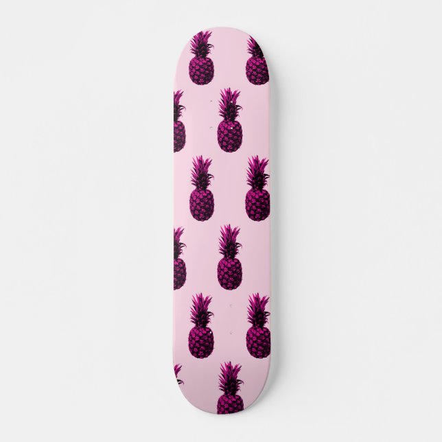 Skateboard Élégant ananas rose tropicale (Devant)