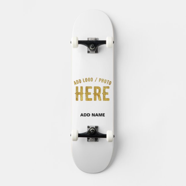 SKATEBOARD ÉLÉGANT BLANC PERSONNALISABLE MODERNE MARQUE VÉRIF (Recto)