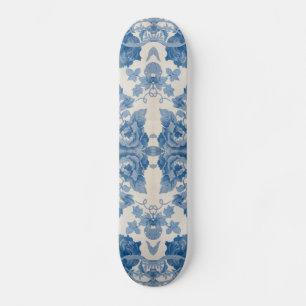 Skateboard Elégant bleu vintage floral