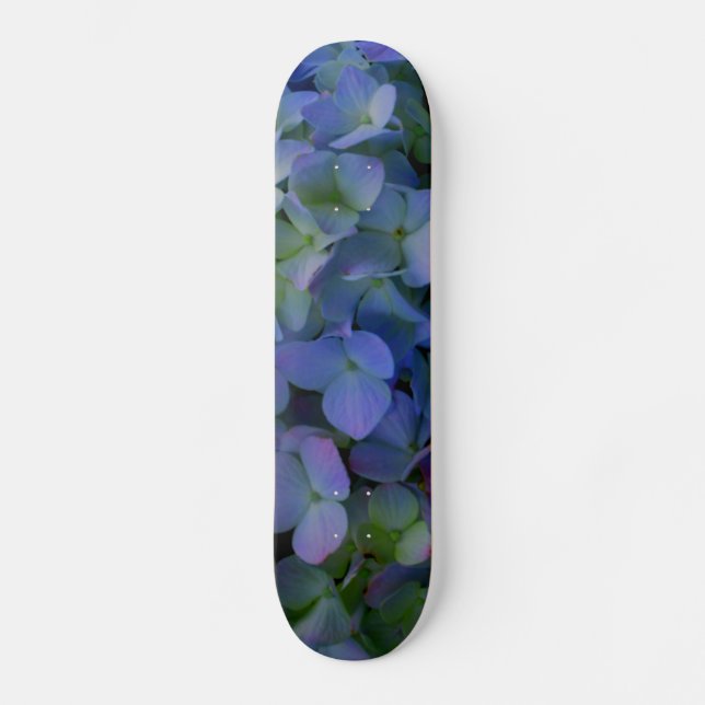 Skateboard Elégant bleu violet floraux hydrangées (Recto)