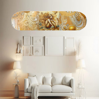 Skateboard Elegant Divine Gold Mermaid Mythical Greek Legend