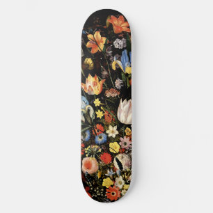 Skateboard Élégant floral noir