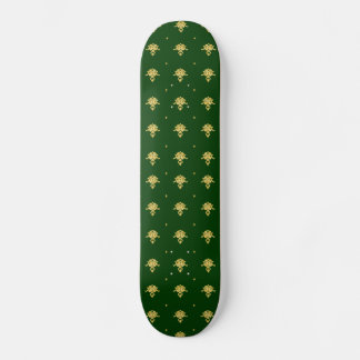 Skateboard Elegant Green et Gold Damask