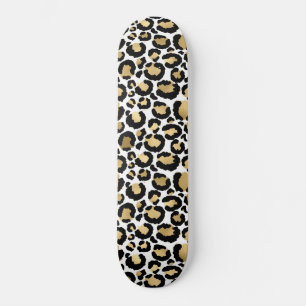 Skateboard Élégant Léopard Monochromatique Spots Sauvage Glam