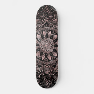 Skateboard Elégant mandala rose d'or et oeuvres d'art en mar