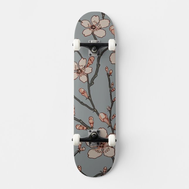 Skateboard Élégant Motif Fleur rose Douce Fleur Fleur de Ceri (Recto)