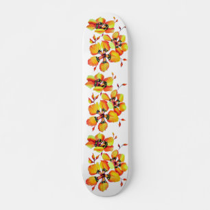 Skateboard Elégant Orange Flowers - Customisez votre propre