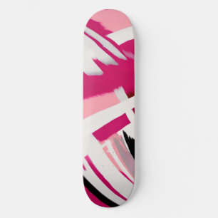 Skateboard Élégant rose et blanc motif