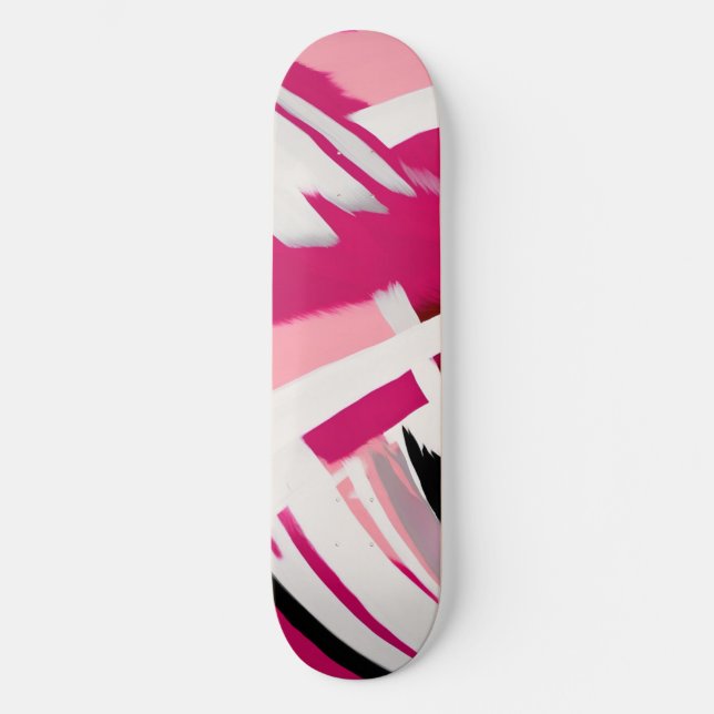 Skateboard Élégant rose et blanc motif (Recto)