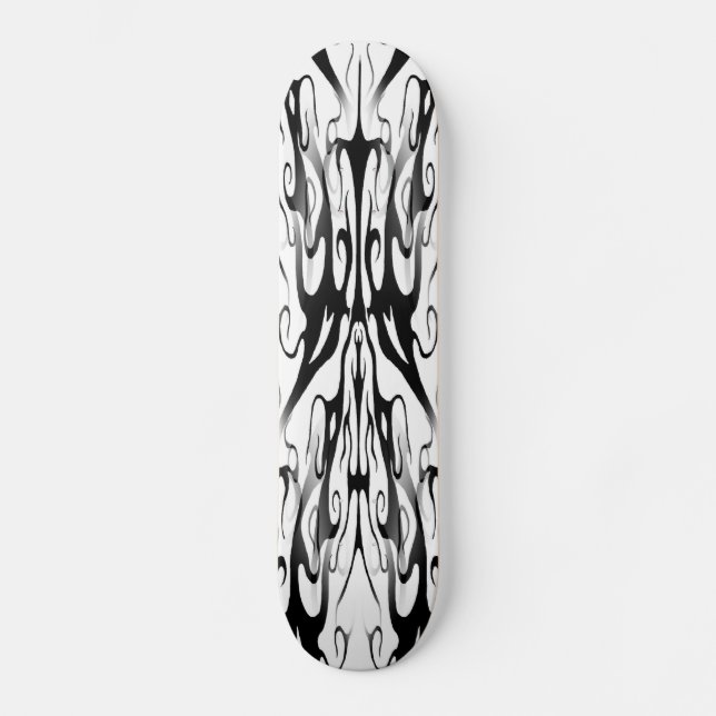 Skateboard Élégant tatouage tribal numérique noir et blanc (Recto)